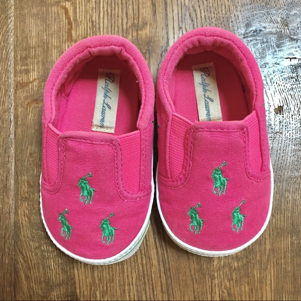 RALPH LAUREN Pony Logo Crib Shoes